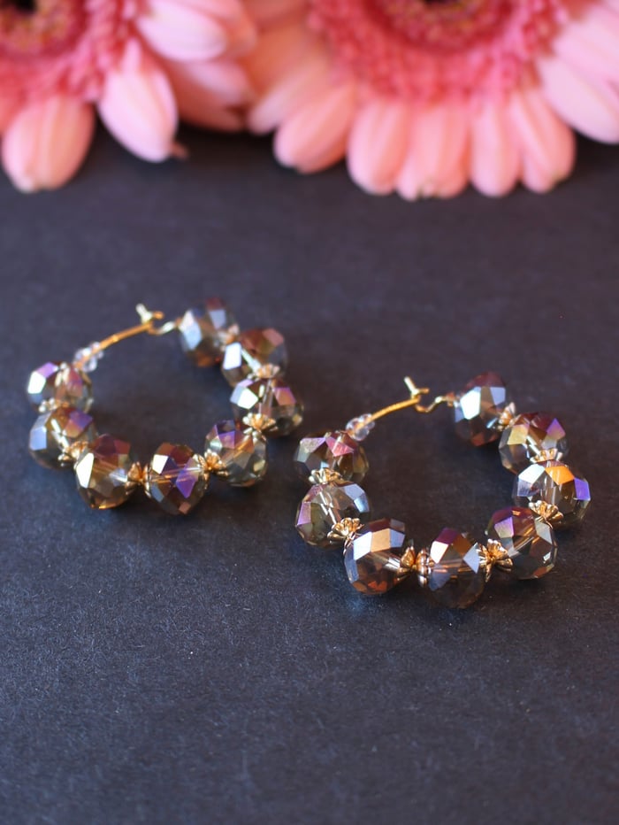 Olive Crystal Beaded Earrings image